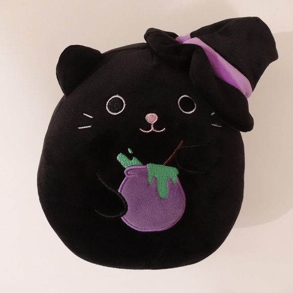 Rare 8" Black Cat Halloween Squishmallow with witches hat and brew BNWOT - Picture 4 of 4